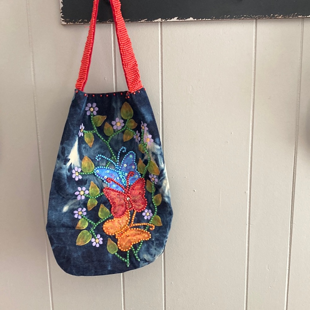 Hand painted beaded bag